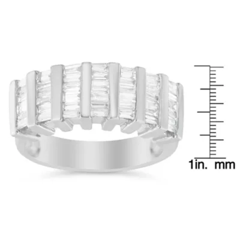 Silver 1.0 Cttw Diamond Unisex Fashion Wedding Ring