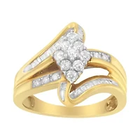 10K Yellow Gold 1/2 cttw Diamond Cluster Cocktail Ring