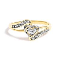 10K Yellow Gold Diamond Accent Filigree Heart Promise Ring