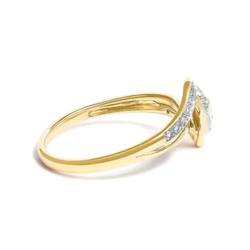 10K Yellow Gold Diamond Accent Filigree Heart Promise Ring