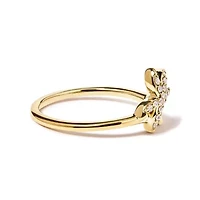 10K Yellow Gold 1/10 Cttw Diamond Palm Tree Statement Ring