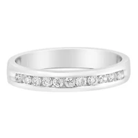 18K White Gold 1/4 Cttw Diamond 11 Stone Wedding Band Ring