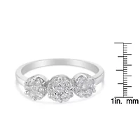 14K White Gold Three-Stone Cluster Diamond Ring
