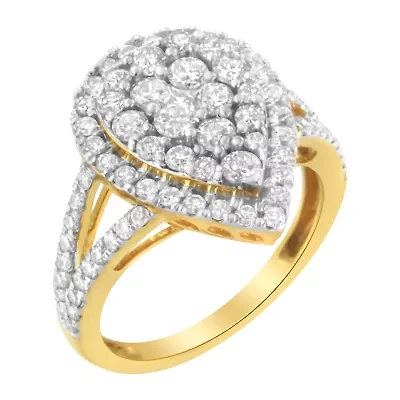 2 Micron Yellow Plated Sterling Silver Diamond Cluster Ring