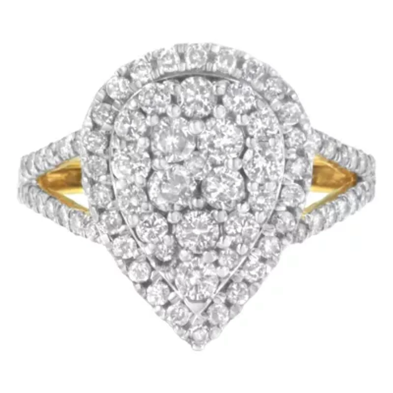 2 Micron Yellow Plated Sterling Silver Diamond Cluster Ring