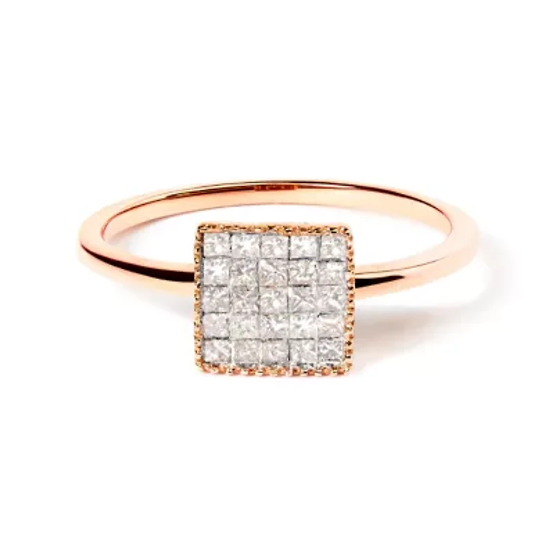 10K Rose Gold 1/3 Cttw Diamond Composite Ring for Women