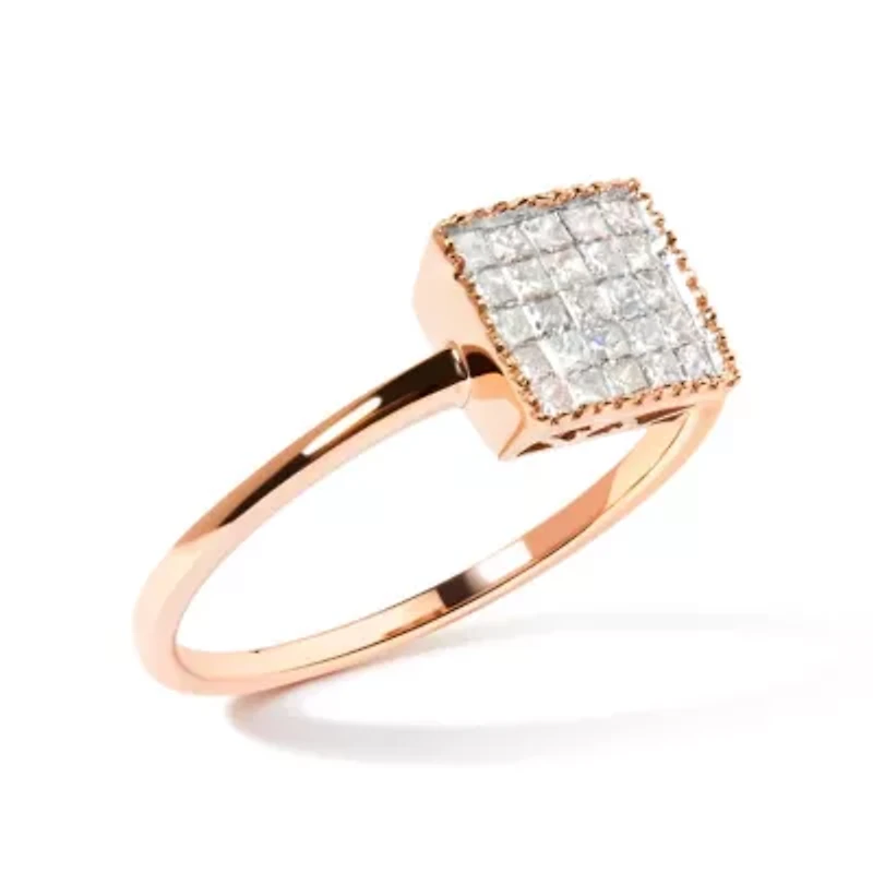 10K Rose Gold 1/3 Cttw Diamond Composite Ring for Women