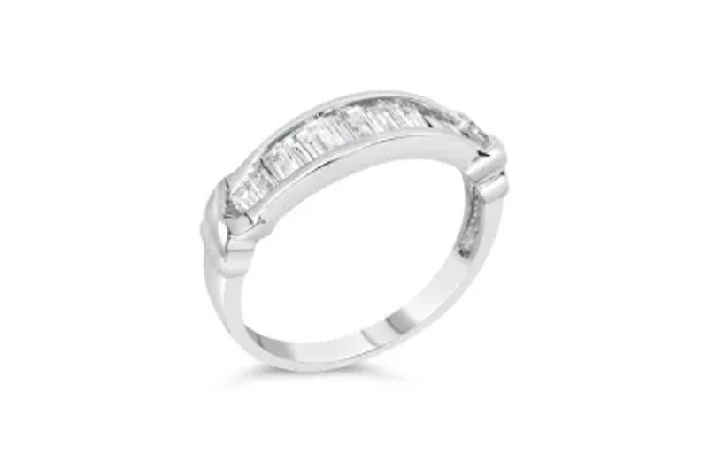 Silver 1/2 Cttw Diamond Channel Set X-Station Wedding Ring