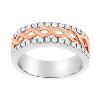 10K White and Rose Gold 1/3 Cttw Diamond Band Ring