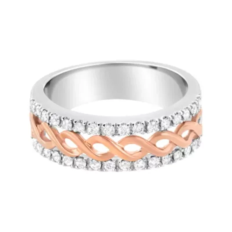 10K White and Rose Gold 1/3 Cttw Diamond Band Ring