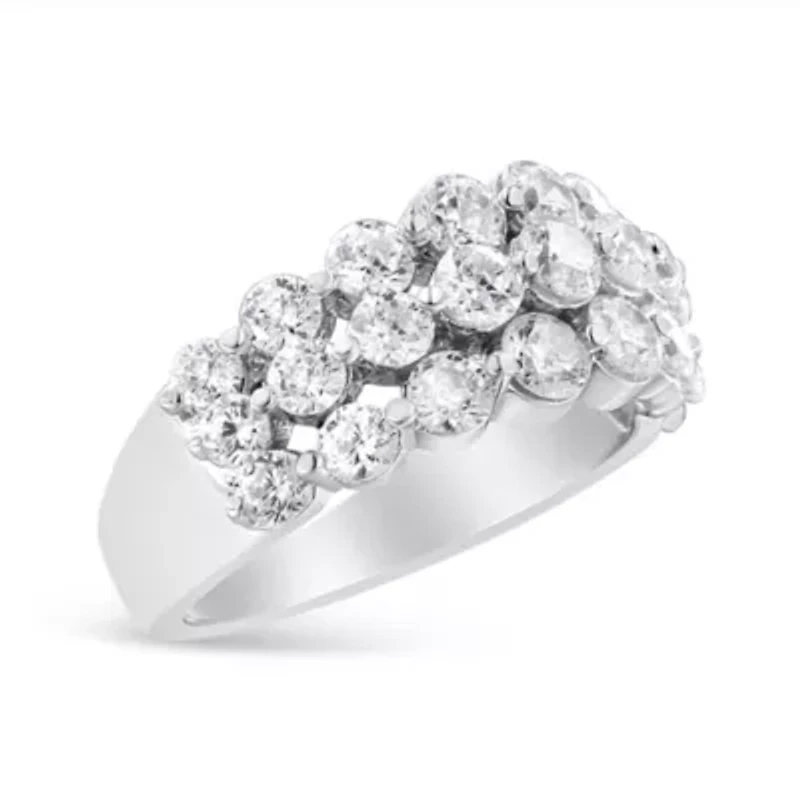 10K White Gold 2 1/2 Cttw Diamond 3 Row Band Ring