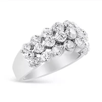 10K White Gold 2 1/2 Cttw Diamond 3 Row Band Ring