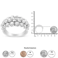 10K White Gold 2 1/2 Cttw Diamond 3 Row Band Ring