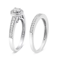 Silver 1/2 Ctw Diamond Engagement Ring Bridal Set