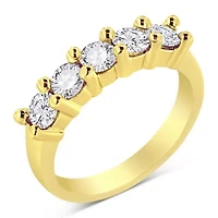 Silver 1.0 Cttw Round Diamond 5 Stone Band Ring