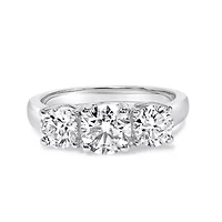 Lab Created 14K White Gold 2.00 Cttw Grown Diamond 3 Stone Ring Band