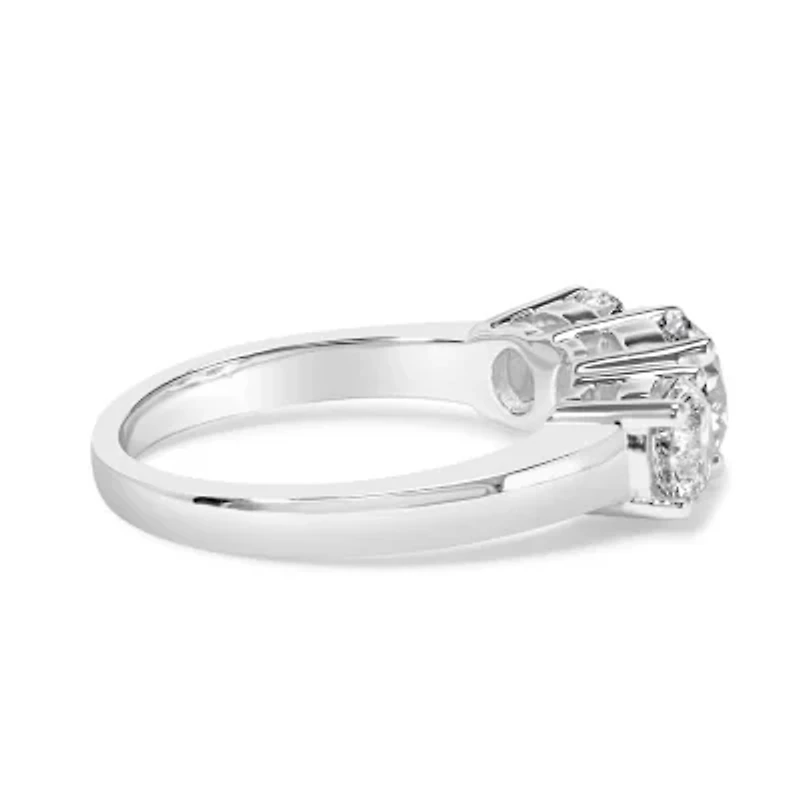 Lab Created 14K White Gold 2.00 Cttw Grown Diamond 3 Stone Ring Band