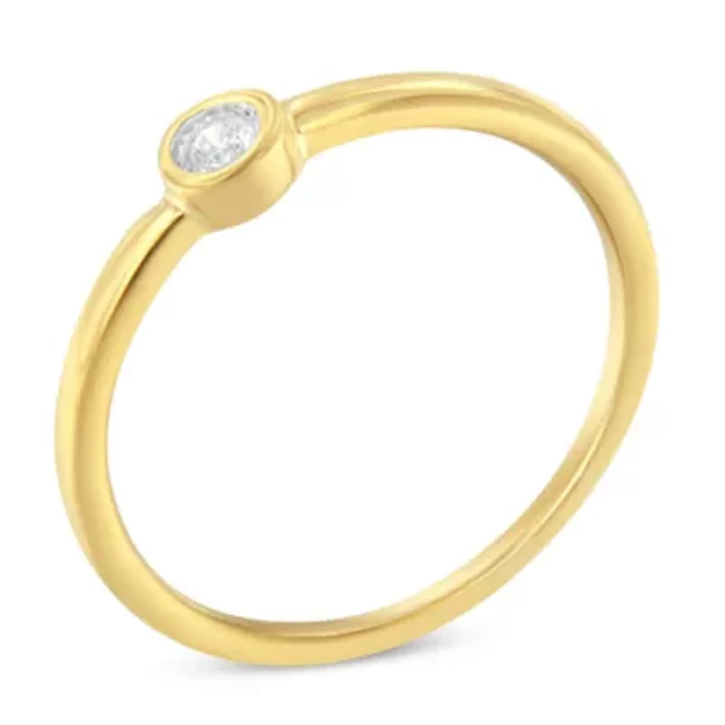 14K Yellow Gold Plated .925 Sterling Silver Miracle Set Diamond Ring