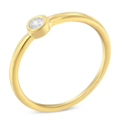 14K Yellow Gold Plated .925 Sterling Silver Miracle Set Diamond Ring
