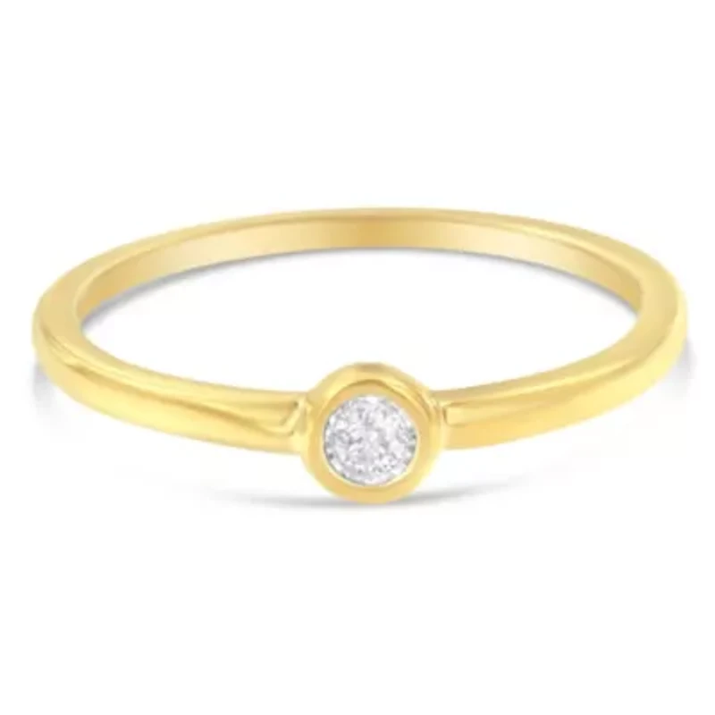 14K Yellow Gold Plated .925 Sterling Silver Miracle Set Diamond Ring