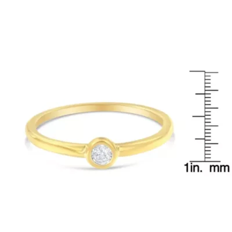 14K Yellow Gold Plated .925 Sterling Silver Miracle Set Diamond Ring