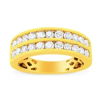 10K Yellow Gold Two-Row Diamond Band Ring