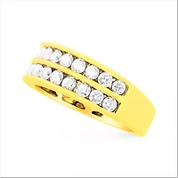 10K Yellow Gold Two-Row Diamond Band Ring