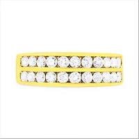 10K Yellow Gold Two-Row Diamond Band Ring