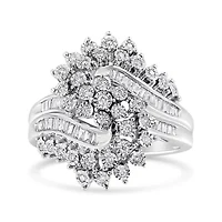 10K White Gold 1/2 Cttw "S" Shaped Bypass Cocktail Ring