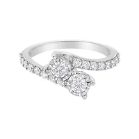10K White Gold Two-Stone Miracle-Set Diamond Bypass Ring