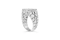 Silver 1/3 Diamond 6 Stone Rectangle Nugget Gents Ring