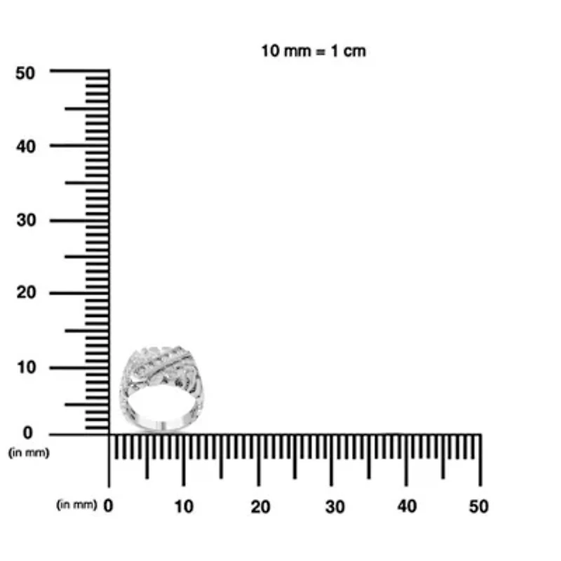 Silver 1/3 Diamond 6 Stone Rectangle Nugget Gents Ring