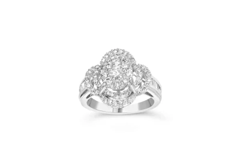 14K White Gold 1.0 Cttw Diamond Cocktail Ring