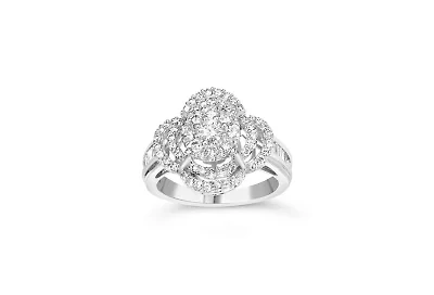 14K White Gold 1.0 Cttw Diamond Cocktail Ring