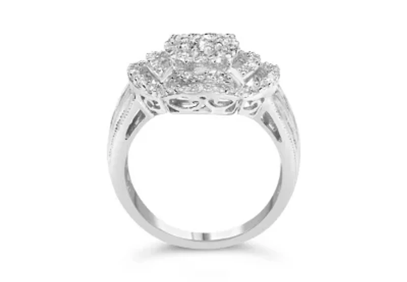 14K White Gold 1.0 Cttw Diamond Cocktail Ring