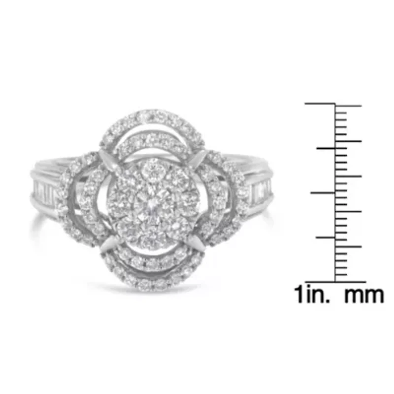 14K White Gold 1.0 Cttw Diamond Cocktail Ring
