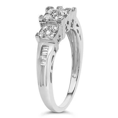 10K White Gold 1/2 Cttw Diamond Engagement Ring