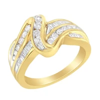 10K Yellow Gold 3/4 Cttw Diamond Double Shank Bypass Ring