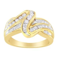10K Yellow Gold 3/4 Cttw Diamond Double Shank Bypass Ring