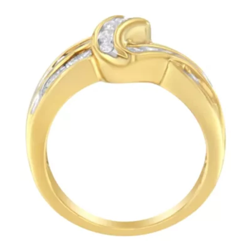 10K Yellow Gold 3/4 Cttw Diamond Double Shank Bypass Ring