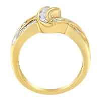 10K Yellow Gold 3/4 Cttw Diamond Double Shank Bypass Ring