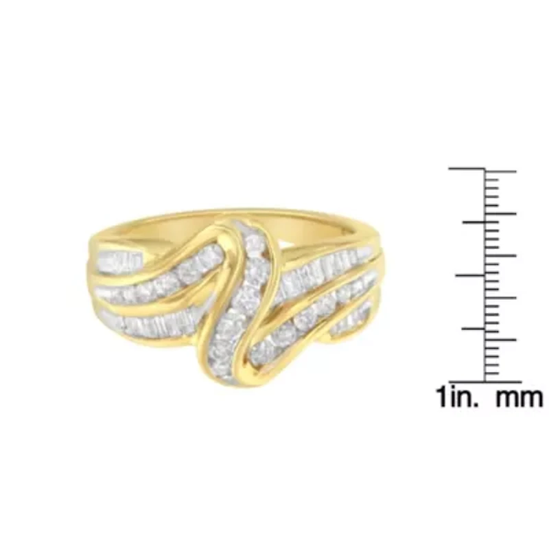 10K Yellow Gold 3/4 Cttw Diamond Double Shank Bypass Ring