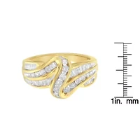 10K Yellow Gold 3/4 Cttw Diamond Double Shank Bypass Ring