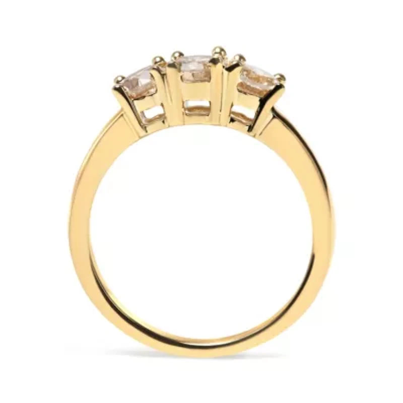 10K Yellow Gold 1.00 Cttw Champagne Diamond 3-Stone Band Ring