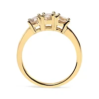 10K Yellow Gold 1.00 Cttw Champagne Diamond 3-Stone Band Ring