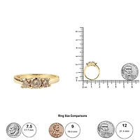 10K Yellow Gold 1.00 Cttw Champagne Diamond 3-Stone Band Ring