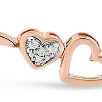 Silver 1/10 Cttw Diamond Wave and Hearts 4”-10” Adjustable Bolo Bracelet