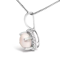 10K Gold Gemstone and 1/10 Cttw Diamond Accent Halo Pendant Necklace