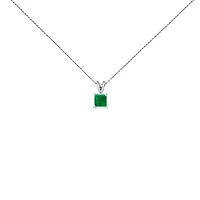 14K Gold 5x5 MM Square Shaped Gemstone Solitaire Pendant Necklace