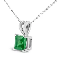 14K Gold 5x5 MM Square Shaped Gemstone Solitaire Pendant Necklace